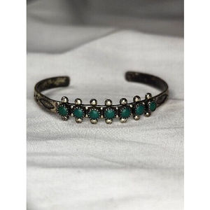 Vintage Zuni Sterling Turquoise Childs Cuff Bracelet
